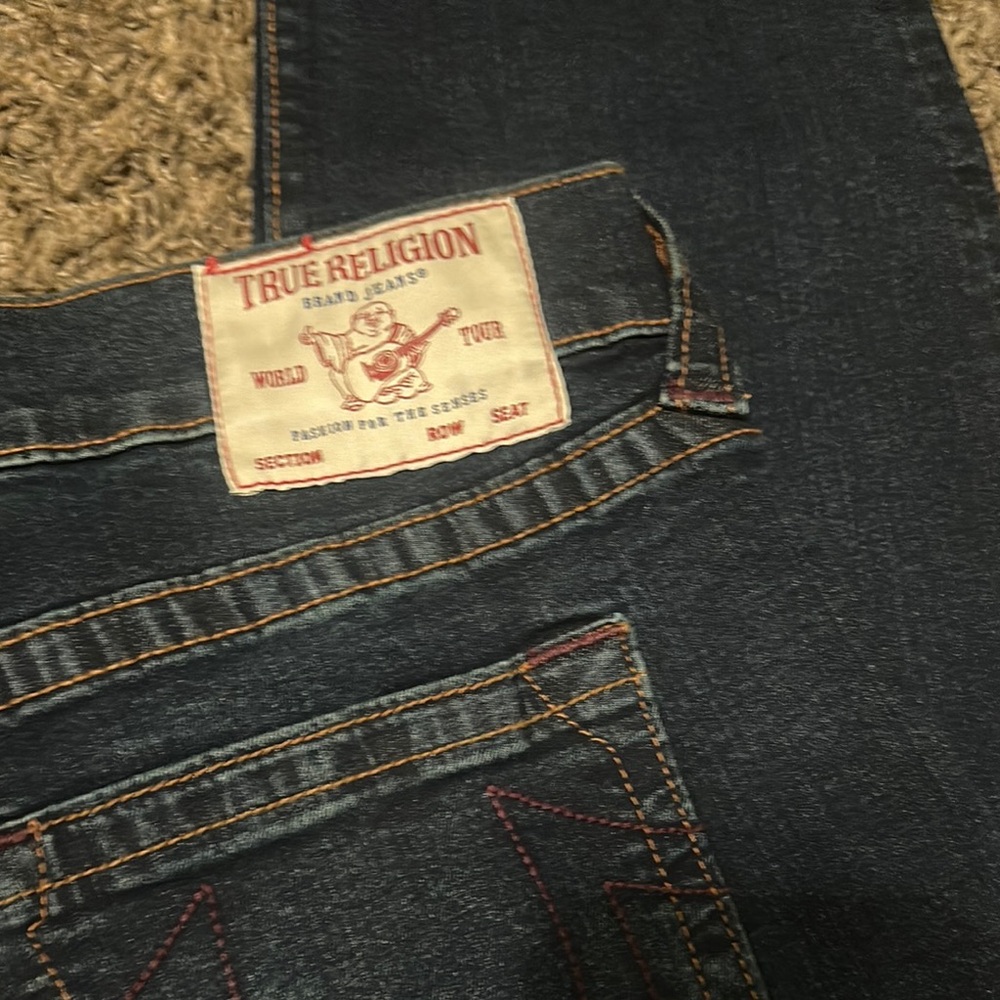 True Religion Blue Jeans with Contrast Stitching